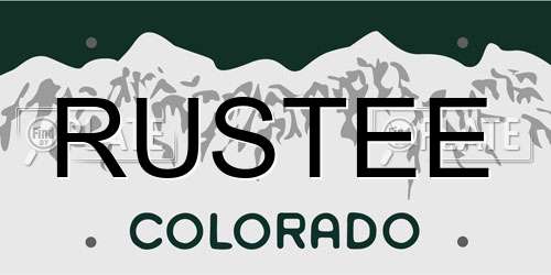 RUSTEE Colorado License Plate