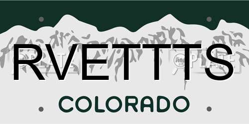 RVETTTS Colorado License Plate