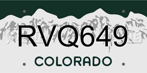 RVQ649 Colorado License Plate