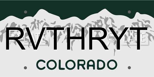 RVTHRYT Colorado License Plate