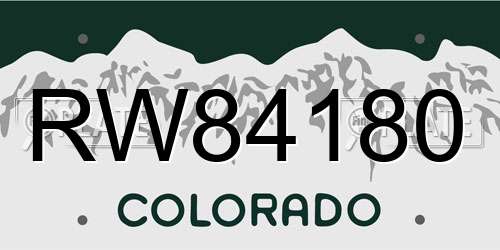 RW84180 Colorado License Plate