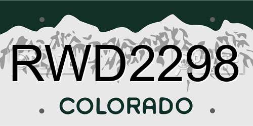 RWD2298 Colorado License Plate