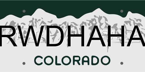 RWDHAHA Colorado License Plate