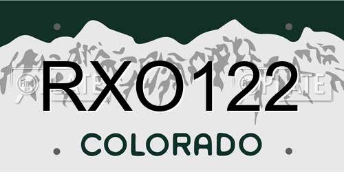RXO122 Colorado License Plate