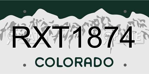 RXT1874 Colorado License Plate