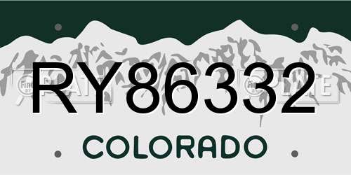 RY86332 Colorado License Plate