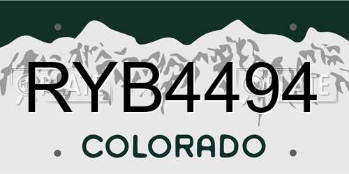 RYB4494 Colorado License Plate