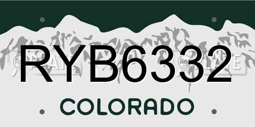 RYB6332 Colorado License Plate