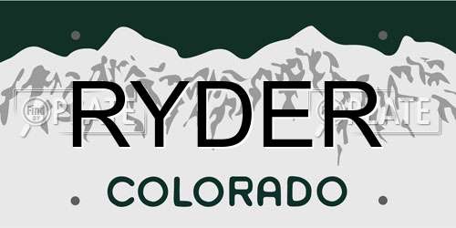 RYDER Colorado License Plate
