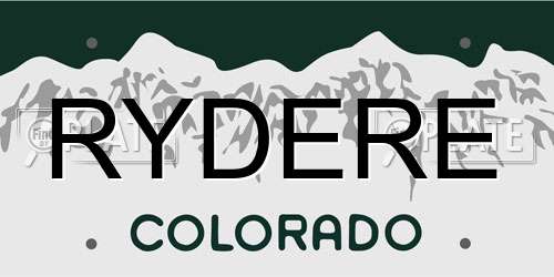 RYDERE Colorado License Plate