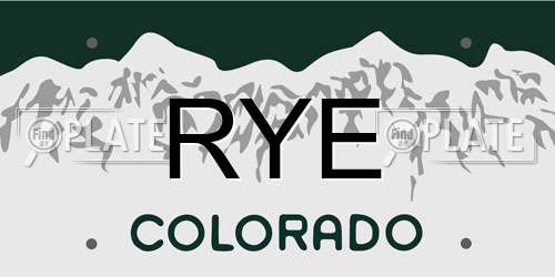 RYE Colorado License Plate