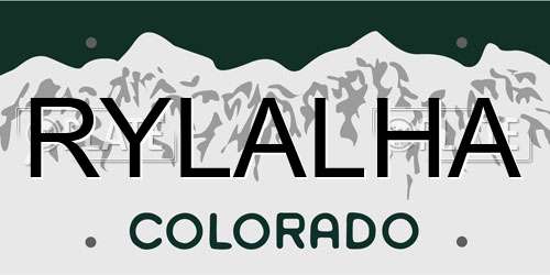 RYLALHA Colorado License Plate