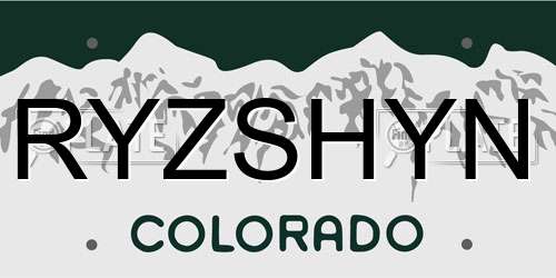RYZSHYN Colorado License Plate