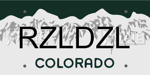 RZLDZL Colorado License Plate