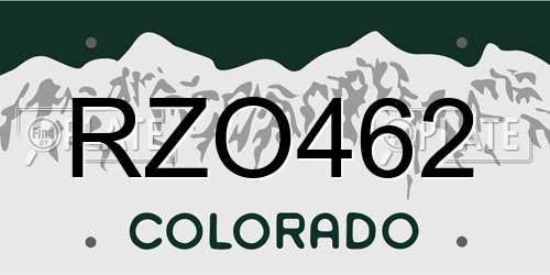 RZO462 Colorado License Plate