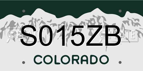 S015ZB Colorado License Plate