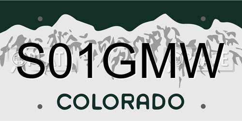 S01GMW Colorado License Plate