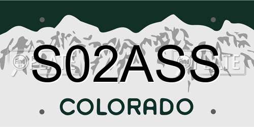 S02ASS Colorado License Plate