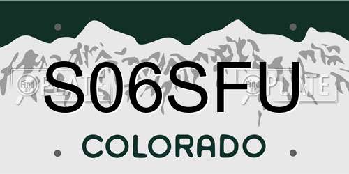 S06SFU Colorado License Plate