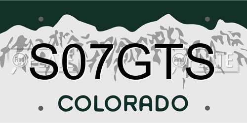 S07GTS Colorado License Plate