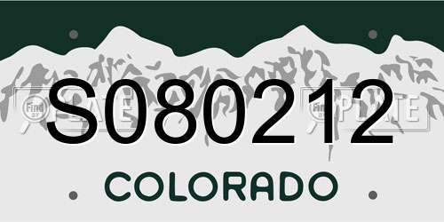 S080212 Colorado License Plate
