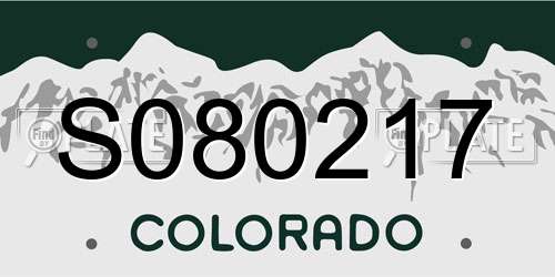 S080217 Colorado License Plate