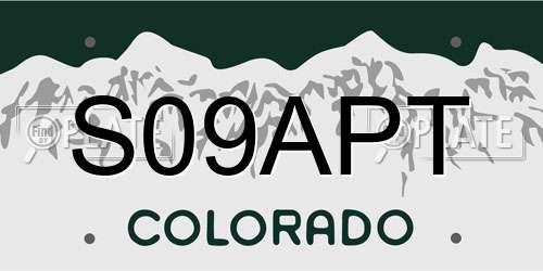 S09APT Colorado License Plate