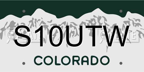 S10UTW Colorado License Plate