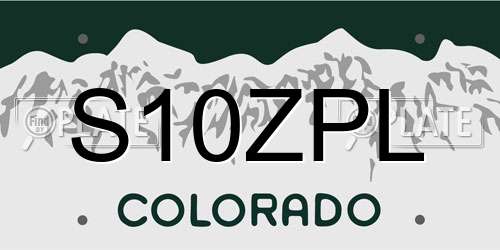 S10ZPL Colorado License Plate