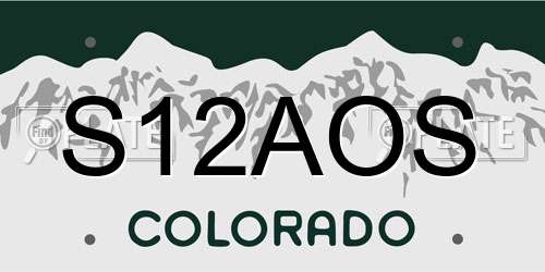 S12AOS Colorado License Plate