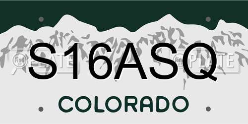 S16ASQ Colorado License Plate