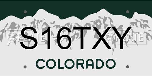 S16TXY Colorado License Plate