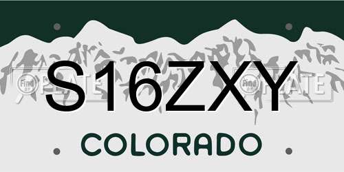 S16ZXY Colorado License Plate