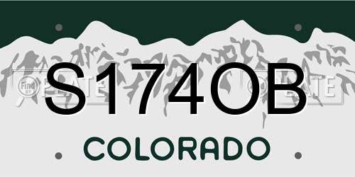S174OB Colorado License Plate