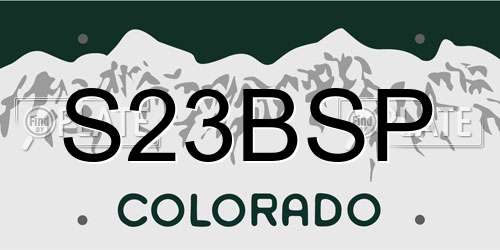S23BSP Colorado License Plate