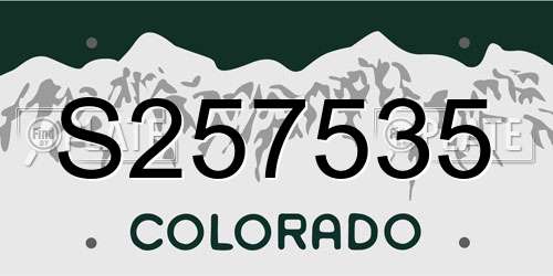 S257535 Colorado License Plate