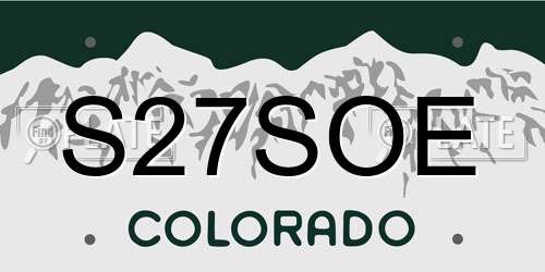 S27SOE Colorado License Plate