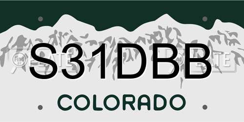S31DBB Colorado License Plate