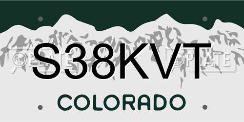 S38KVT Colorado License Plate