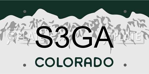 S3GA Colorado License Plate