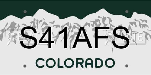 S41AFS Colorado License Plate