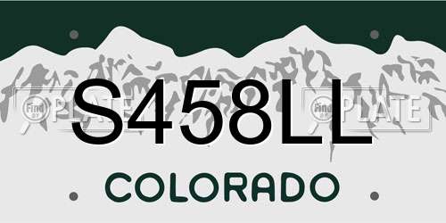 S458LL Colorado License Plate