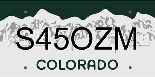 S45OZM Colorado License Plate