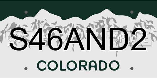 S46AND2 Colorado License Plate