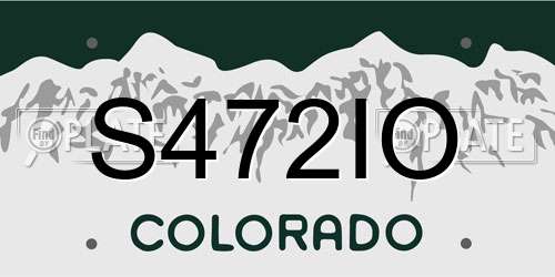 S472IO Colorado License Plate