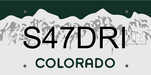 S47DRI Colorado License Plate