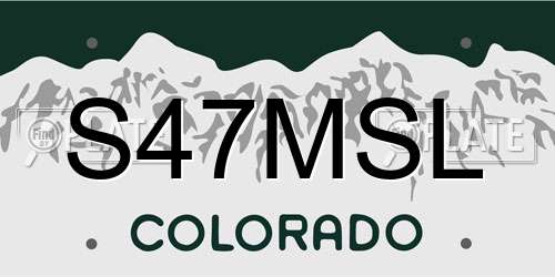 S47MSL Colorado License Plate