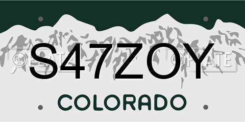 S47ZOY Colorado License Plate