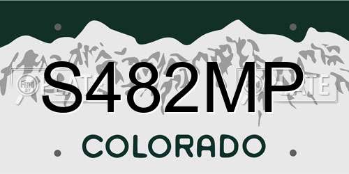 S482MP Colorado License Plate
