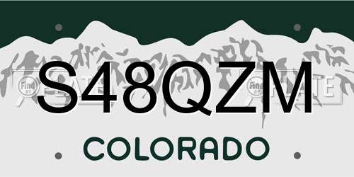 S48QZM Colorado License Plate
